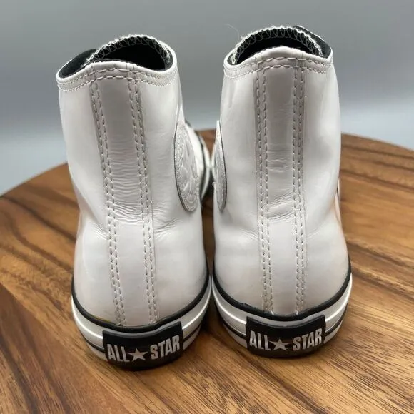 Converse Chuck Taylor All Star Shoes Womens 10.5 White Patent Leather Hi-Tops