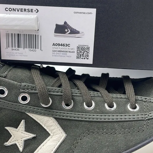 Converse Men's Black High-Top Sneakers A09463CSTAR PLAYER 76 MID CAVE GREEN