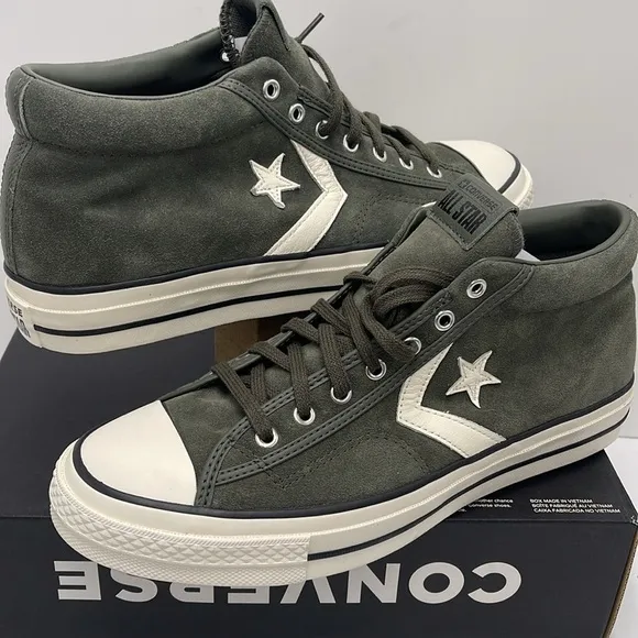 Converse Men's Black High-Top Sneakers A09463CSTAR PLAYER 76 MID CAVE GREEN
