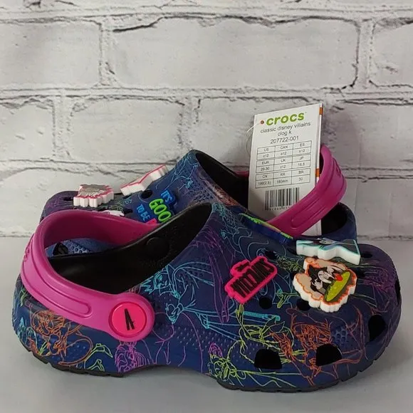 'CROCS' 'DISNEY VILLAINS'  LIMITED EDITION 'JIBBITZ' SLIP-ON CLASSIC CLOG SLIDES