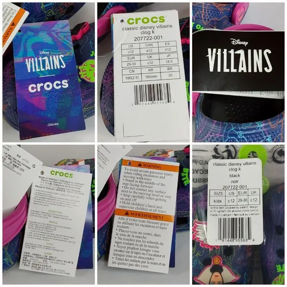 'CROCS' 'DISNEY VILLAINS'  LIMITED EDITION 'JIBBITZ' SLIP-ON CLASSIC CLOG SLIDES