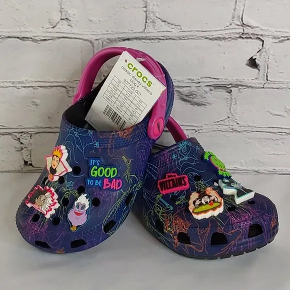 'CROCS' 'DISNEY VILLAINS'  LIMITED EDITION 'JIBBITZ' SLIP-ON CLASSIC CLOG SLIDES