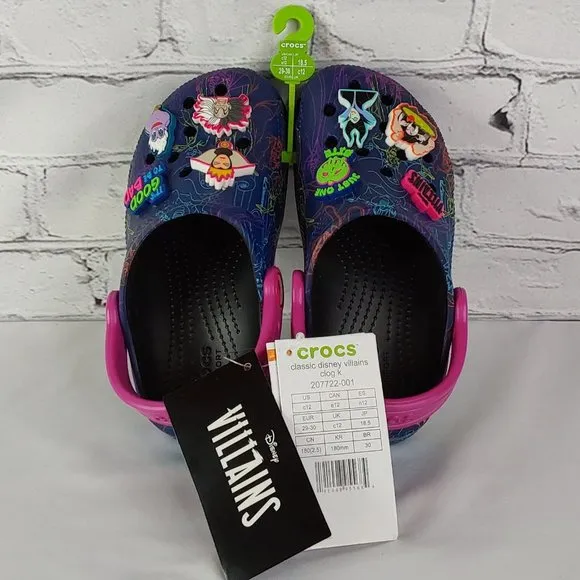 'CROCS' 'DISNEY VILLAINS'  LIMITED EDITION 'JIBBITZ' SLIP-ON CLASSIC CLOG SLIDES