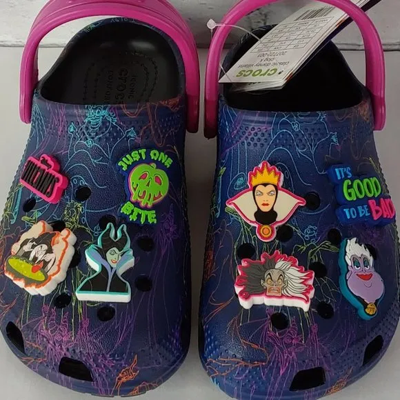 'CROCS' 'DISNEY VILLAINS'  LIMITED EDITION 'JIBBITZ' SLIP-ON CLASSIC CLOG SLIDES
