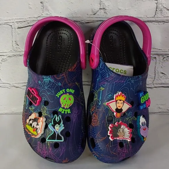 'CROCS' 'DISNEY VILLAINS'  LIMITED EDITION 'JIBBITZ' SLIP-ON CLASSIC CLOG SLIDES