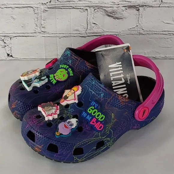 'CROCS' 'DISNEY VILLAINS'  LIMITED EDITION 'JIBBITZ' SLIP-ON CLASSIC CLOG SLIDES