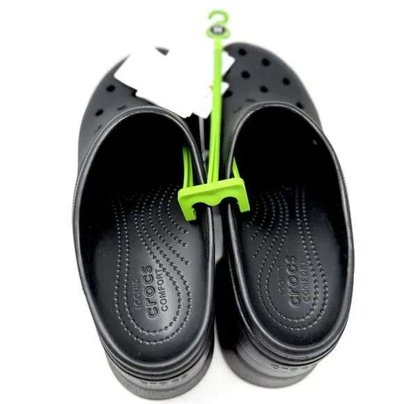 Crocs SIREN Goth Clog High-heeled Stylish Black Unisex Light Weight NWT W13 M11