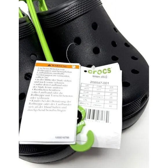 Crocs SIREN Goth Clog High-heeled Stylish Black Unisex Light Weight NWT W13 M11