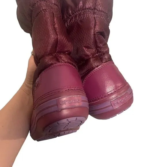 Crocs Youth Girls Size 4 Crocband Purple Winter Snow Boots