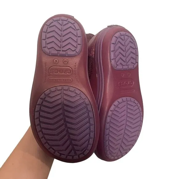 Crocs Youth Girls Size 4 Crocband Purple Winter Snow Boots