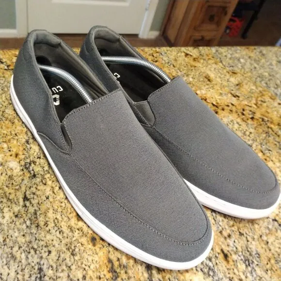 Cuater Travis Mathew Phenom Gray Canvas Casual Slip On Shoes 4MT113 Mens Size 13