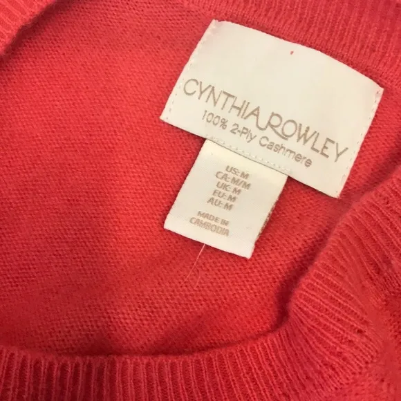 Cynthia Rowley Coral Cashmere Star Sweater