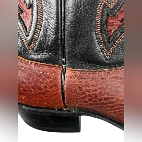 Dan Post Mens 9.5 Boots Brown Black Leather Western Cowboy 2 Tones Outdoors