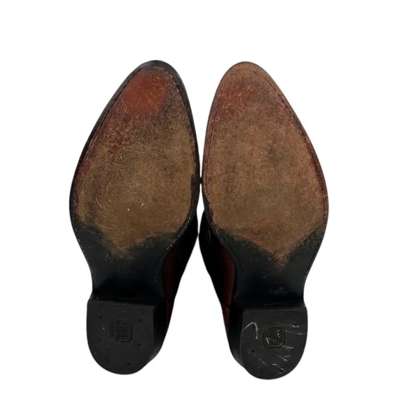 Dan Post Mens 9.5 Boots Brown Black Leather Western Cowboy 2 Tones Outdoors