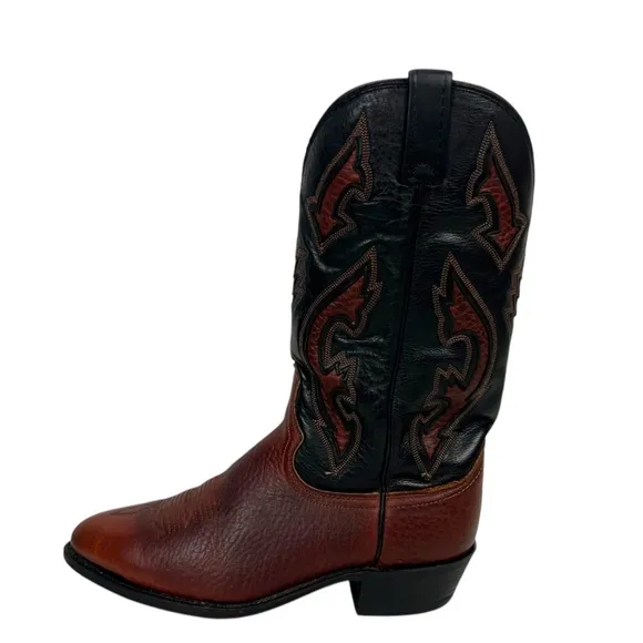 Dan Post Mens 9.5 Boots Brown Black Leather Western Cowboy 2 Tones Outdoors