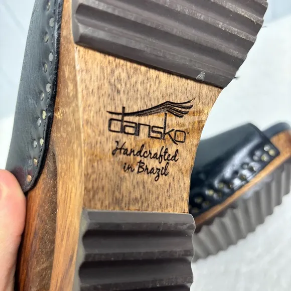 Dansko Limited Edition Sage Wedge Black Leather Made In Brazil Size 38