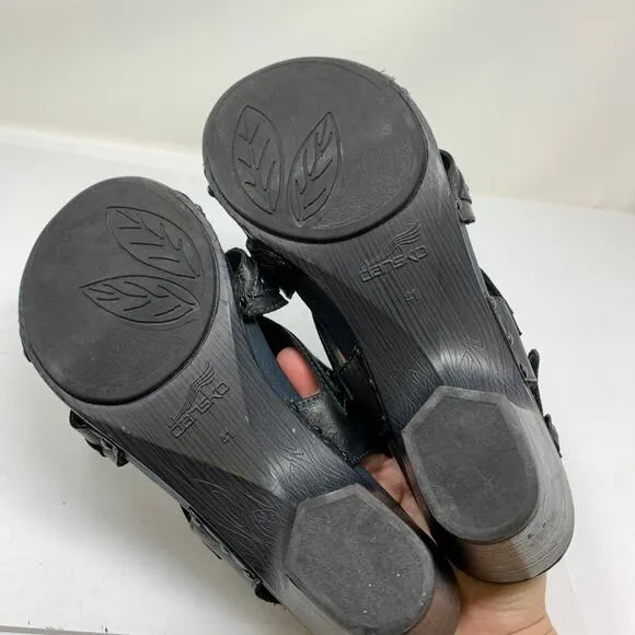 Dansko Nina Slingback Heeled Sandals Womens 41 US 10.5-11 Graphite Flower Detail
