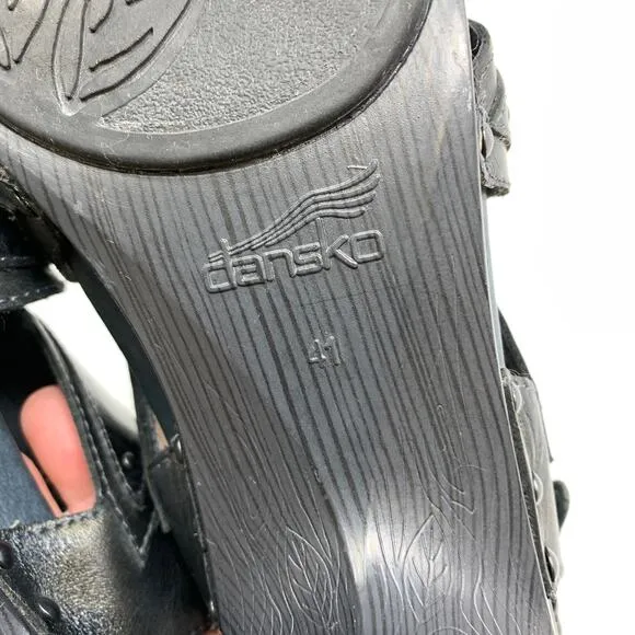 Dansko Nina Slingback Heeled Sandals Womens 41 US 10.5-11 Graphite Flower Detail
