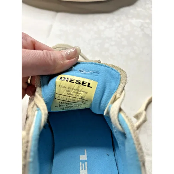 Diesel Size 7.5 White Lace Up Casual Sneakers