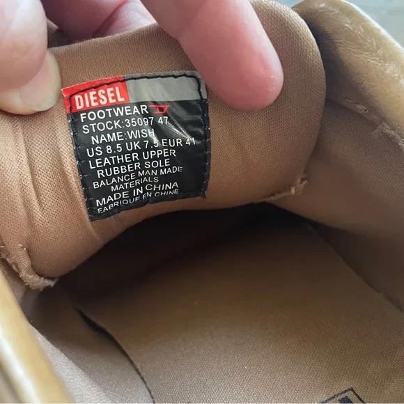 Diesel Y2K tan leather shoes 8.5