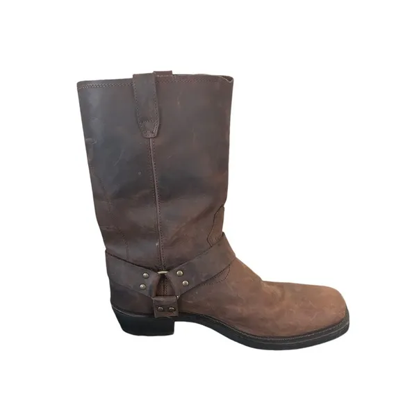 Dingo Western Boots Mens 11&quot; Dean Harness Strap Dark Brown DI19074 Size 15