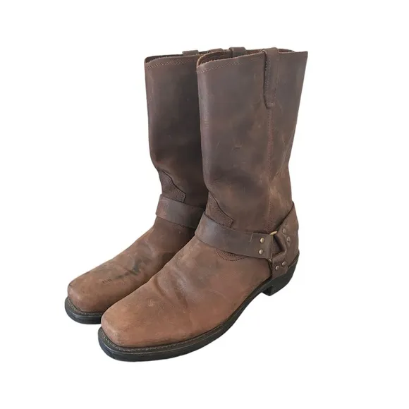 Dingo Western Boots Mens 11&quot; Dean Harness Strap Dark Brown DI19074 Size 15