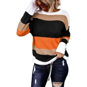 Dokotoo Sweaters Women  Orange Round Neck long sleeve Winter Pullover