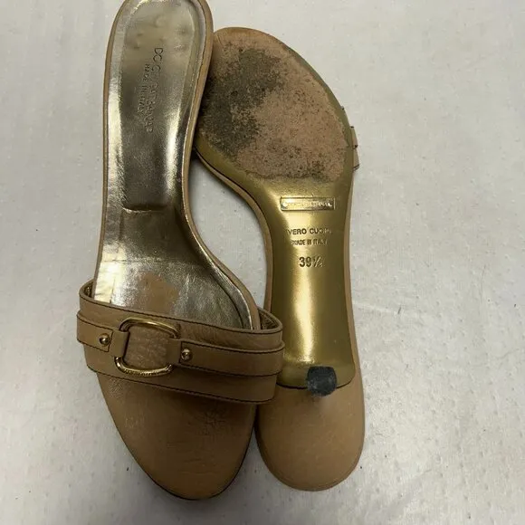 Dolce &amp; Gabbana shoes, kitten heel, tan leather