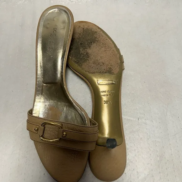 Dolce &amp; Gabbana shoes, kitten heel, tan leather