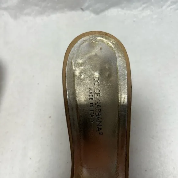 Dolce &amp; Gabbana shoes, kitten heel, tan leather