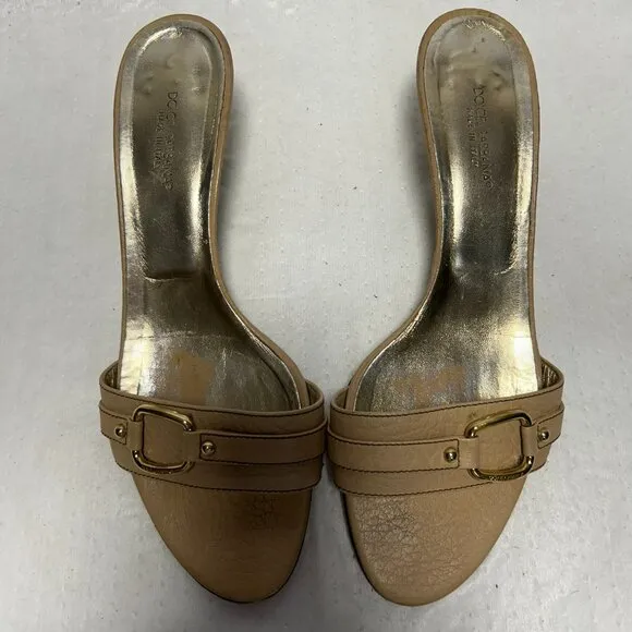 Dolce &amp; Gabbana shoes, kitten heel, tan leather
