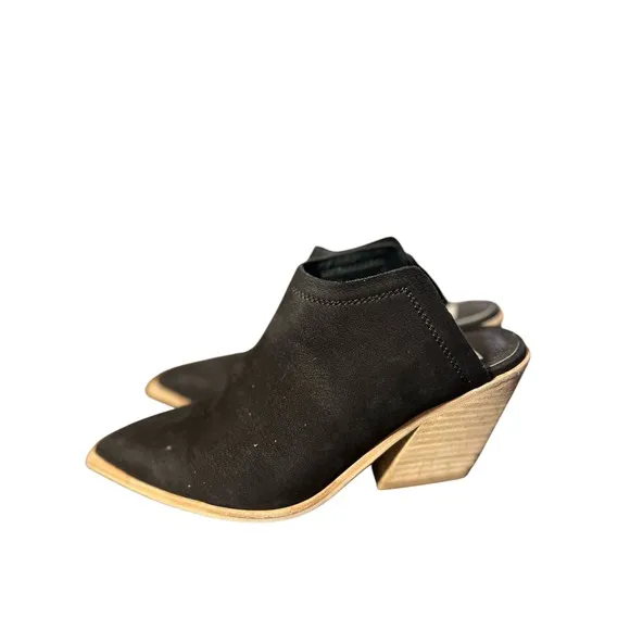 Dolce Vita Black Leather Peep-Toe Mule Booties – Size 8