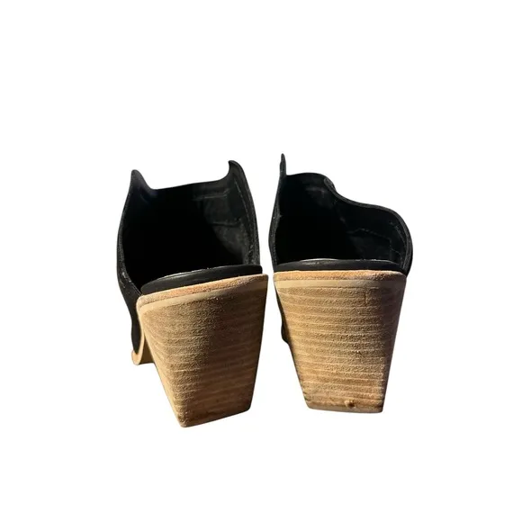 Dolce Vita Black Leather Peep-Toe Mule Booties – Size 8