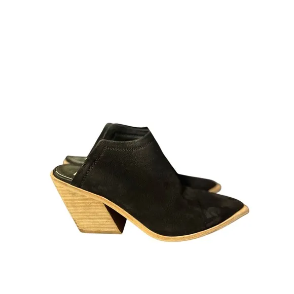 Dolce Vita Black Leather Peep-Toe Mule Booties – Size 8