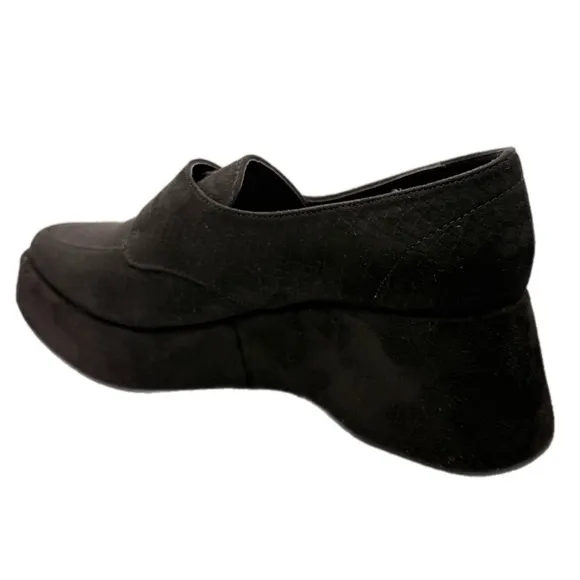 Dolls Kill Black Library Luxe Platform Shoes with Silver Buckle