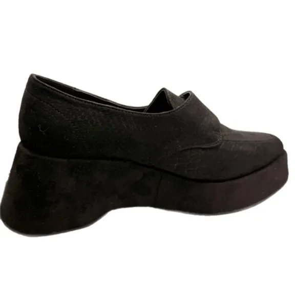 Dolls Kill Black Library Luxe Platform Shoes with Silver Buckle