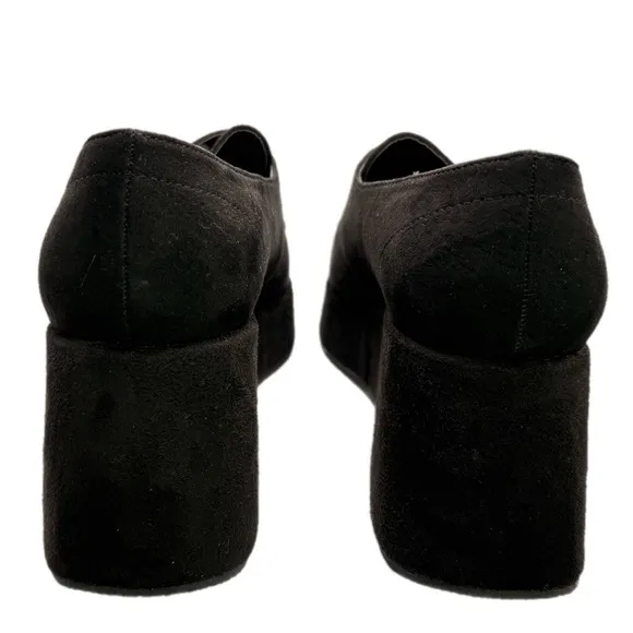 Dolls Kill Black Library Luxe Platform Shoes with Silver Buckle