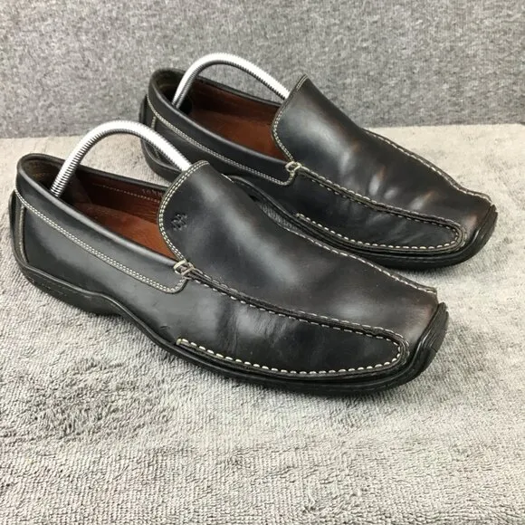 Donald J. Pliner Black Leather Made in Italy Slip On Loafers Size 10.5 M