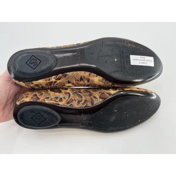 Donald J Pliner Couture Henna Mary Jane Shoes Sz 8.5M Leopard Fabric Tan Yellow