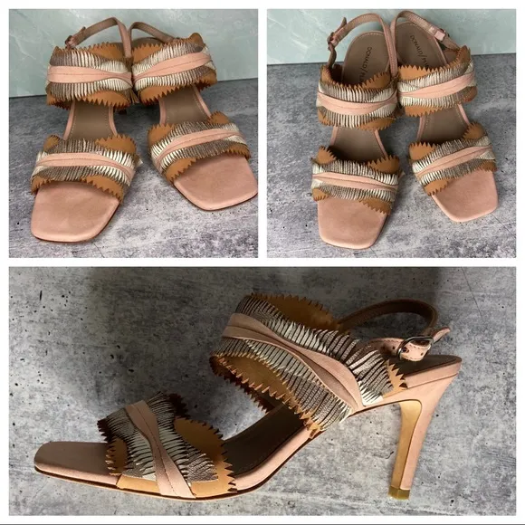 Donald J. Pliner Metallic Suede Fringe Suede Heels