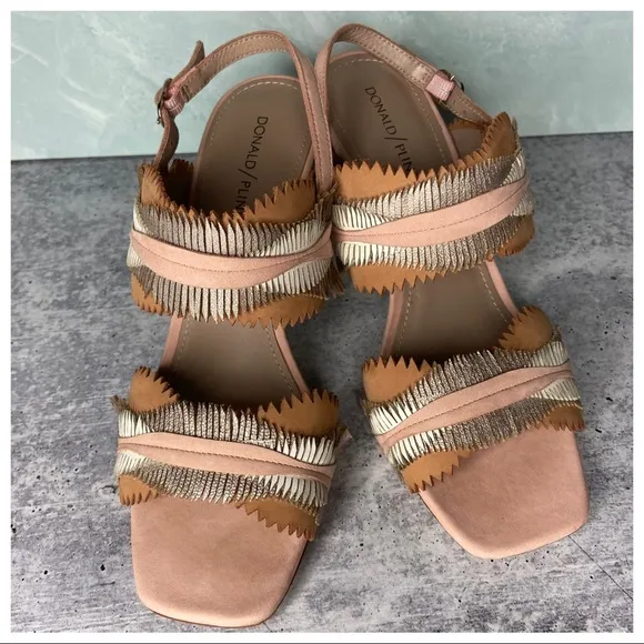 Donald J. Pliner Metallic Suede Fringe Suede Heels