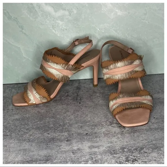 Donald J. Pliner Metallic Suede Fringe Suede Heels