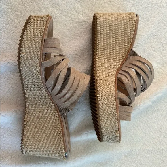Donald J. Plummer Ithaca Platino Women’s 8 1/2 Heels Woven Sandals Strappy