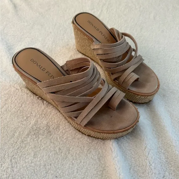 Donald J. Plummer Ithaca Platino Women’s 8 1/2 Heels Woven Sandals Strappy