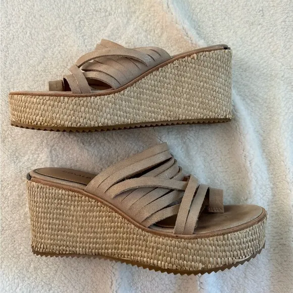 Donald J. Plummer Ithaca Platino Women’s 8 1/2 Heels Woven Sandals Strappy