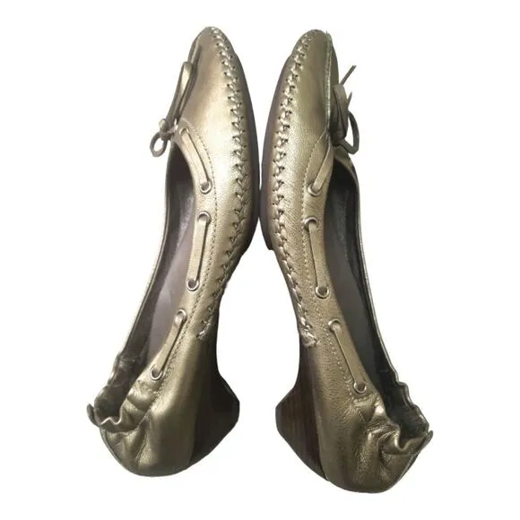 Donald J Pliner  POLLY Leather Loafer Shoes Metallic Pewter EUC SZ 7