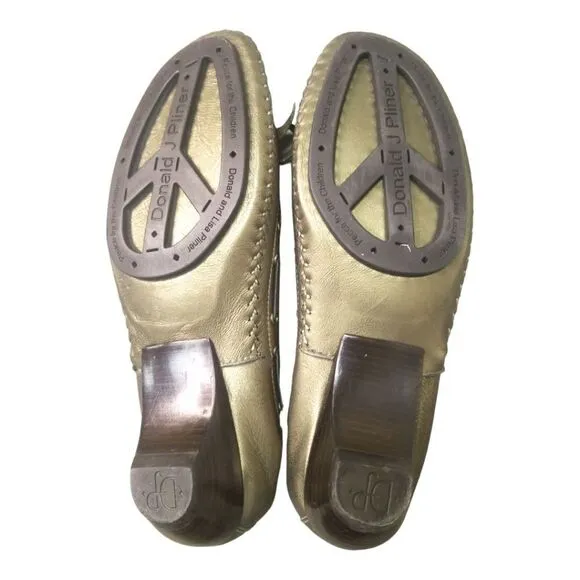 Donald J Pliner  POLLY Leather Loafer Shoes Metallic Pewter EUC SZ 7