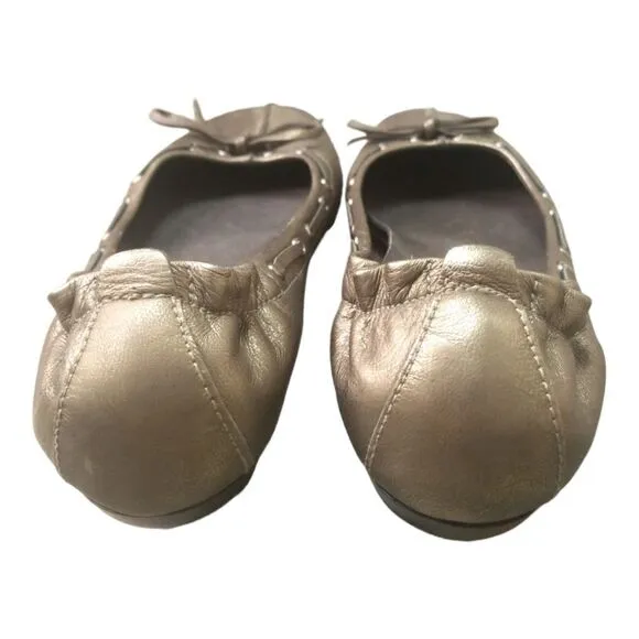 Donald J Pliner  POLLY Leather Loafer Shoes Metallic Pewter EUC SZ 7