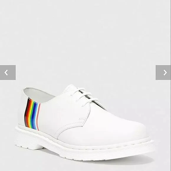Dr. Martens 1461 For Pride Smooth Leather Oxford Shoes White Size 5 M 6 W