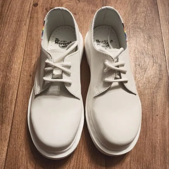 Dr. Martens 1461 For Pride Smooth Leather Oxford Shoes White Size 5 M 6 W